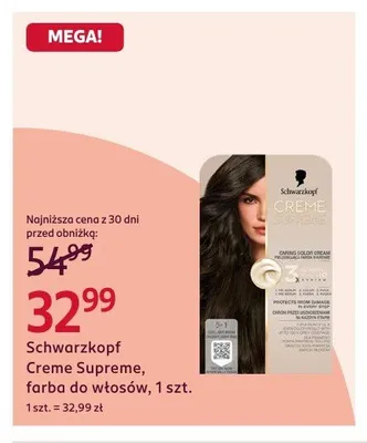 Farba do włosów Schwarzkopf Creme Supreme promocja w Rossmann