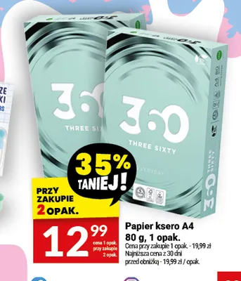 Papier ksero A4 Three Sixty 80 g promocja w Twój Market