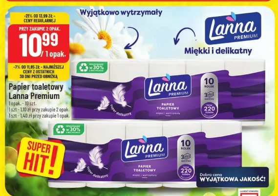 Papier toaletowy Lanna Premium 10-pak promocja w POLOmarket
