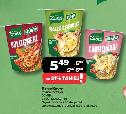 Danie makaron Bolognese Knorr promocja w Netto