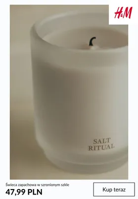 Świeca zapachowa w szronionym szkle H&M Salt Ritual promocja w H&M