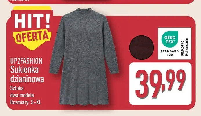 Sukienka dzianinowa UP2FASHION promocja w Aldi
