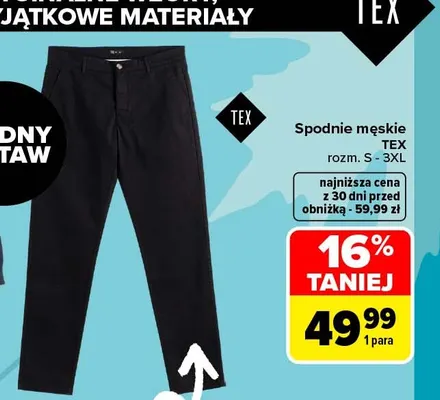 Spodnie męskie TEX promocja w Carrefour