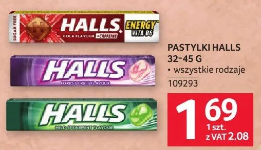 Pastylki Halls 32-45 g wszystkie rodzaje promocja w Selgros