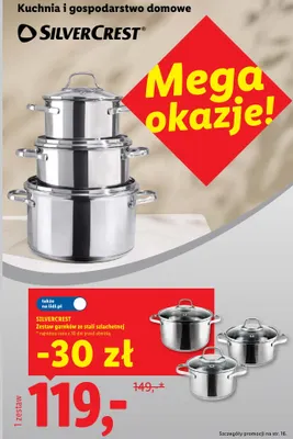Zestaw garnków ze stali szlachetnej Silvercrest promocja w Lidl