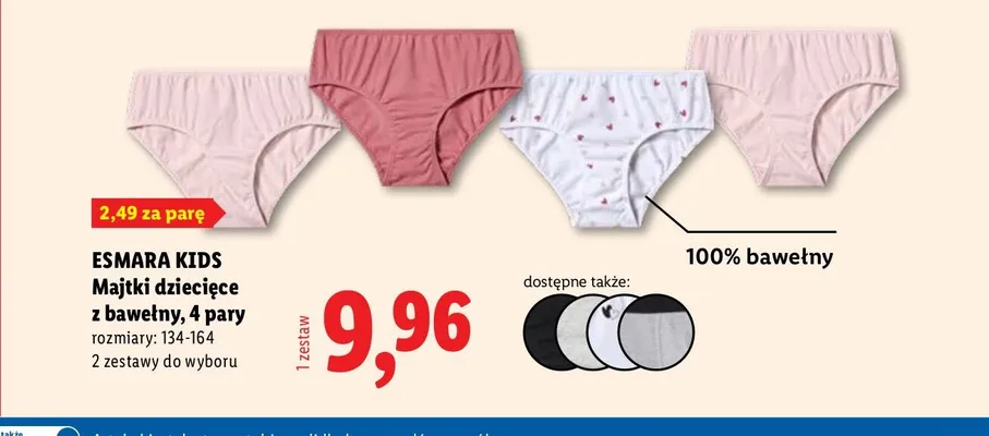 Majtki dziecięce z bawełną Esmara Kids promocja w Lidl