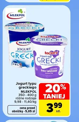 Jogurt typu greckiego Mlekpol promocja w Carrefour