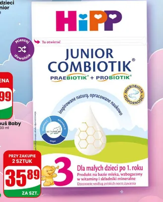 Mleko Bio Combiotik Hipp 2 promocja w Dino