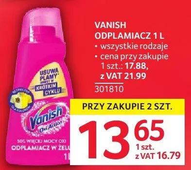 Odplamiacz Vanish 1 l promocja w Selgros