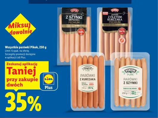 Parówki z szynki Pikok Pure promocja w Lidl