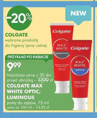 Pasta do zębów Colgate Max White Luminous promocja w Super-Pharm