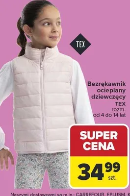 Bezrękawnik ocieplany dziewczęcy TEX promocja w Carrefour