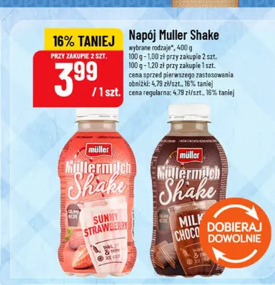Napój mleczny Müller Müllermilch Shake Sunny Strawberry promocja w POLOmarket