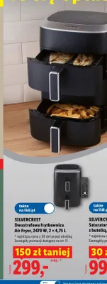 Dwustrefowa frytkownica Air Fryer Silvercrest 2470W 2x4,75 l promocja w Lidl