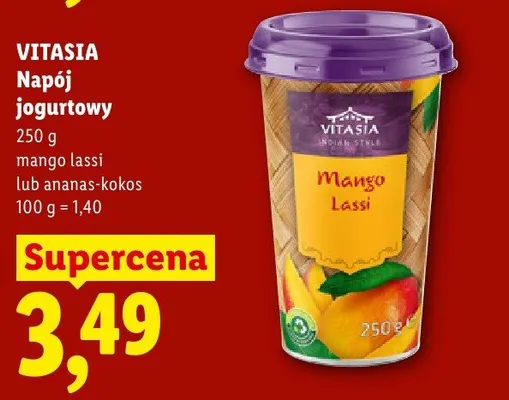 Napój jogurtowy Vitasia Mango Lassi promocja w Lidl
