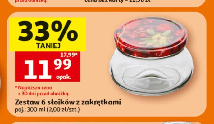Zestaw 6 słoików z zakrętkami promocja w Auchan