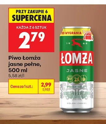 Piwo Łomża jasne pełne promocja w Biedronka