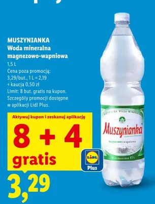 Woda mineralna magnezowo-wapniowa Muszynianka promocja w Lidl