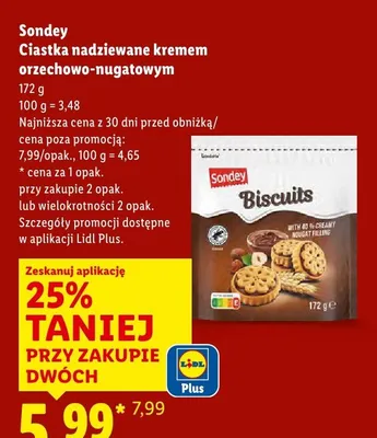 Ciastka nadziewane kremem orzechowo-nugatowym promocja w Lidl