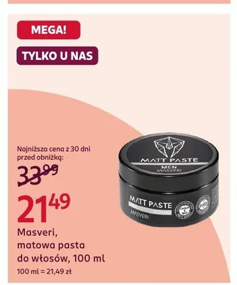 Matowa pasta do włosów Masveri promocja w Rossmann