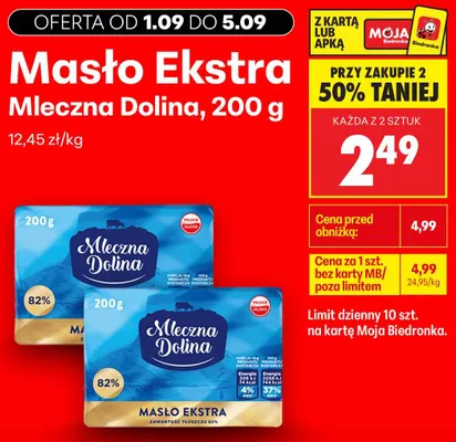 Masło ekstra Mleczna Dolina promocja w Biedronka