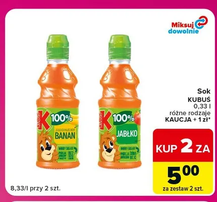 Sok Kubuś jabłko promocja w Carrefour Express