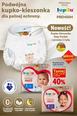 Pieluchomajtki Lupilu Premium Pants 6 promocja w Lidl