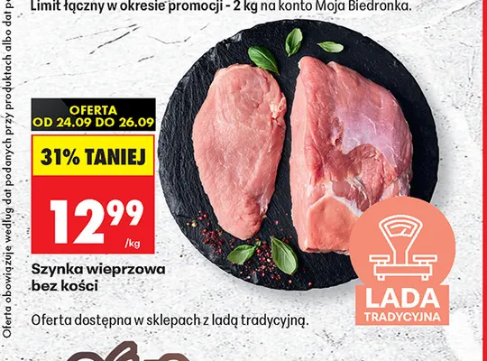 Szynka wieprzowa bez kości promocja w Biedronka