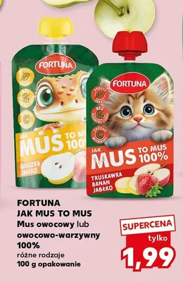 Mus owocowy Fortuna Jak Mus to Mus truskawka banan jabłko promocja w Kaufland