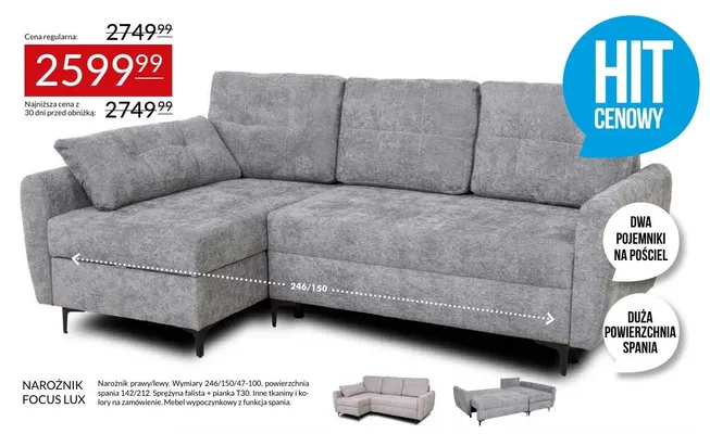 Narożnik Focus Lux promocja w Abra Meble