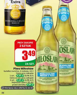 Piwo bezalkoholowe Miłosław Bezalkoholowe Matcha & Yuzu butelka zwrotna promocja w Dino
