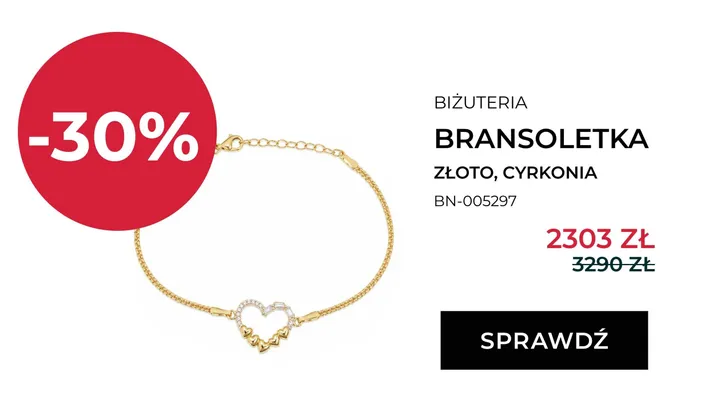 Bransoletka złota z cyrkonią Briju promocja w Briju