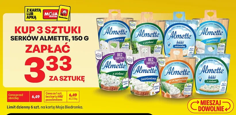Serek twarogowy Almette lekki naturalny promocja w Biedronka