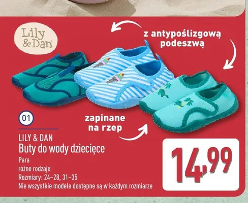 Buty do wody dziecięce Lily & Dan zapinane na rzep z antypoślizgową podeszwą promocja w Aldi
