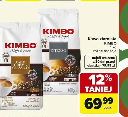Kawa ziarnista Kimbo Caffè Crema Classico promocja w Carrefour Market