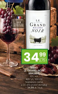 Wino czerwone Le Grand Noir Malbec promocja w Twój Market