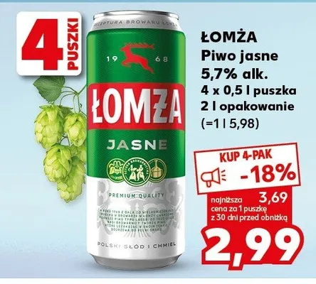 Piwo Łomża jasne promocja w Kaufland