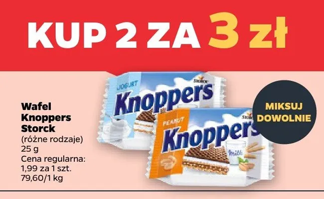 Wafel Knoppers, różne rodzaje 2 szt. promocja w Netto
