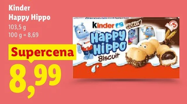 Ciastka Kinder Happy Hippo Biscuit promocja w Lidl