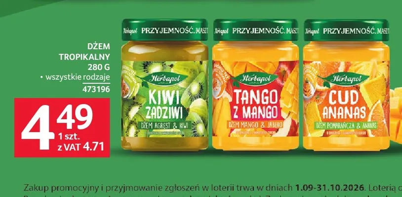 Dżem tropikalny Kiwi Zadziwi Herbapol promocja w Selgros