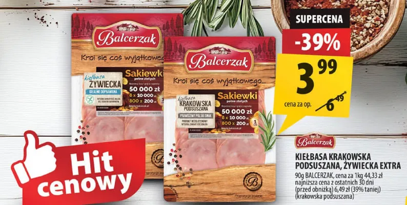 Kiełbasa krakowska podsuszana, żywiecka extra promocja w Arhelan
