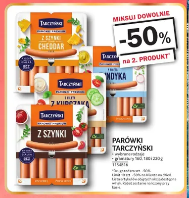 Parówki premium z szynki z serem cheddar Tarczyński promocja w Selgros