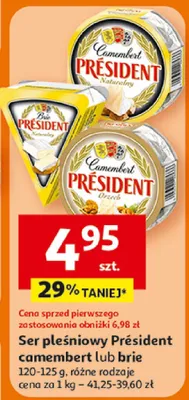 Ser pleśniowy Président Camembert lub brie promocja w Auchan