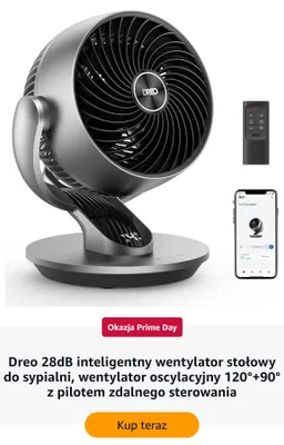 Wentylator stołowy Dreo 28dB inteligentny promocja w Amazon