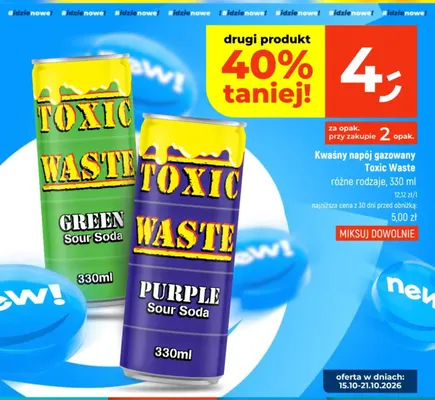 Kwaśny napój gazowany Toxic Waste Green Sour Soda promocja w Dealz