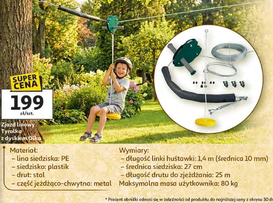 Zjazd linowy Tyrolka z dyskiem DN promocja w Auchan