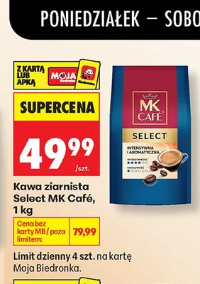 Kawa ziarnista MK Café Select promocja w Biedronka