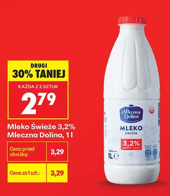Mleko świeże 3,2% Mleczna Dolina promocja w Biedronka