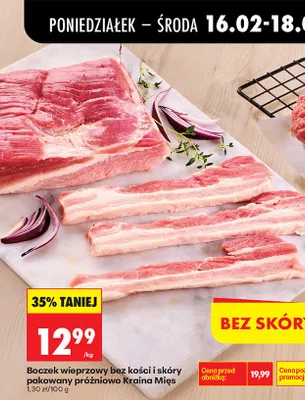 Boczek wieprzowy bez kości i skóry pakowany próżniowo promocja w Biedronka