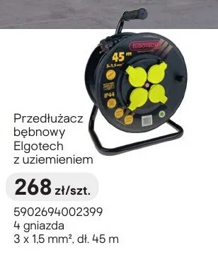 Przedłużacz bębnowy z uziemieniem Elgotech promocja w Castorama